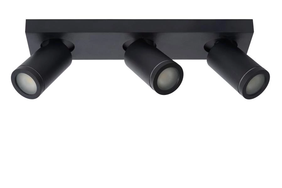 Lucide TAYLOR - Spot plafond Salle de bains - LED Dim to warm - GU10 - 3x5W 2200K/3000K - IP44 - Noir - éteint